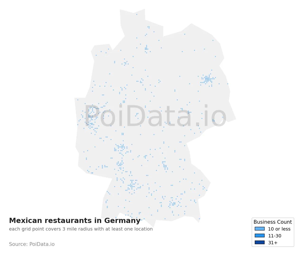 Mexican restaurant density map for Germany