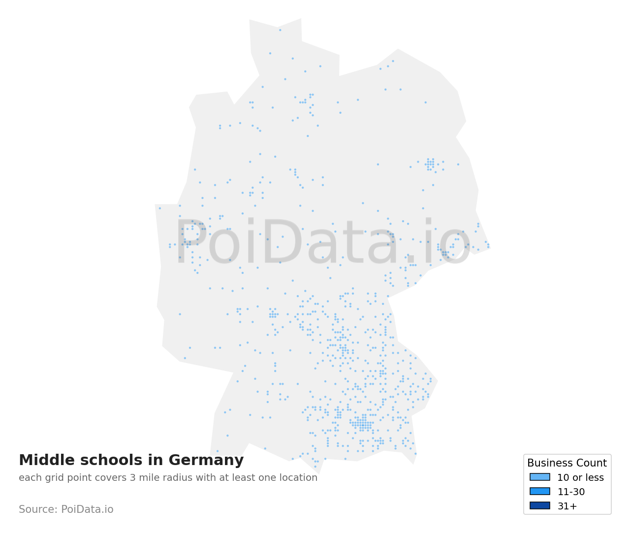 Middle school density map for Germany