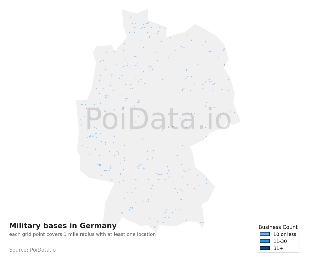 Military base density map for Germany