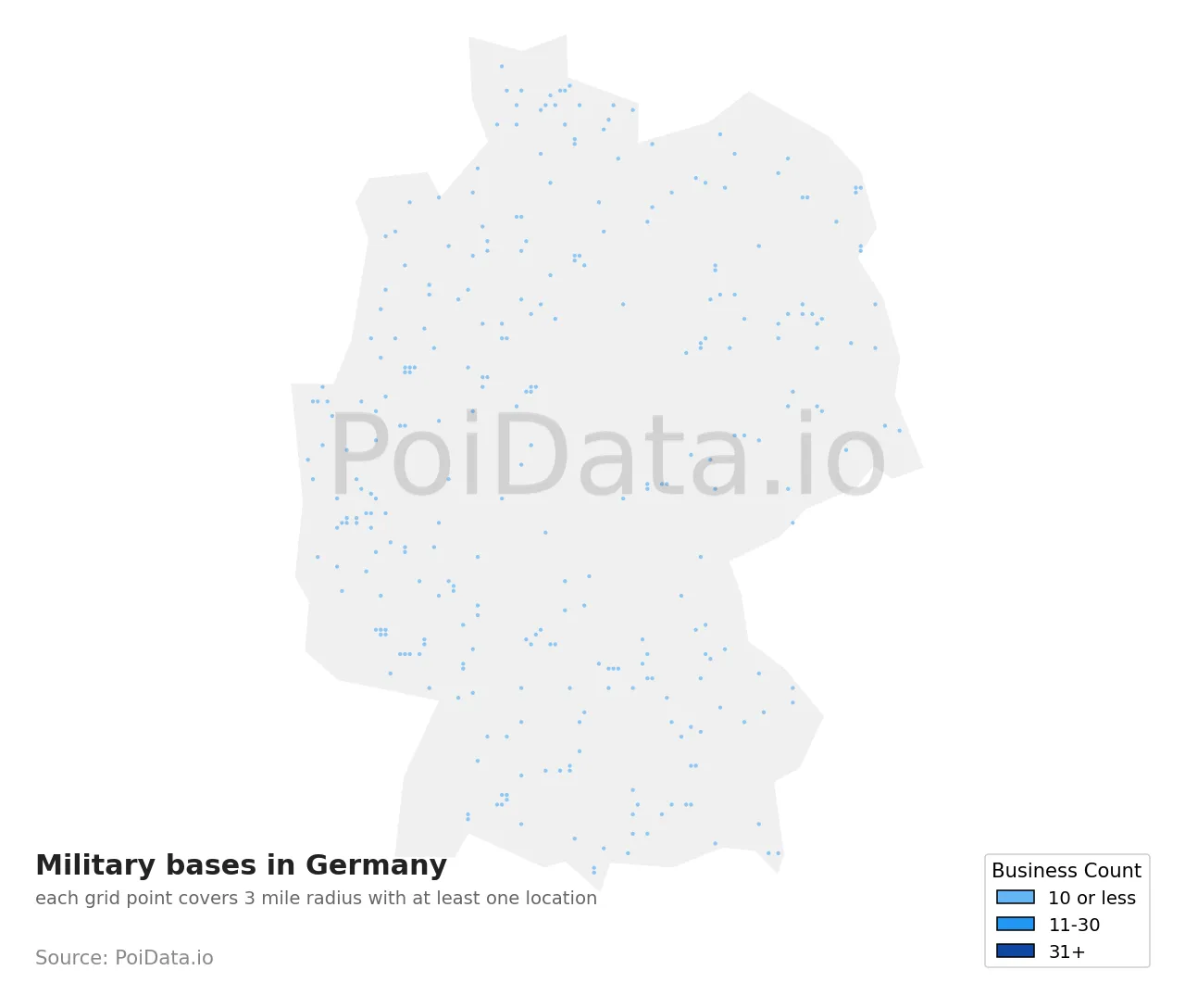 Military base density map for Germany