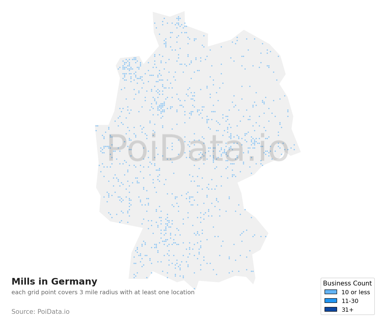 Mill density map for Germany