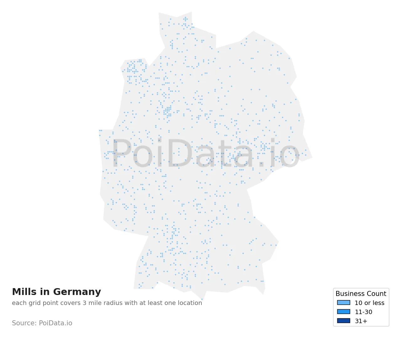 Mill density map for Germany