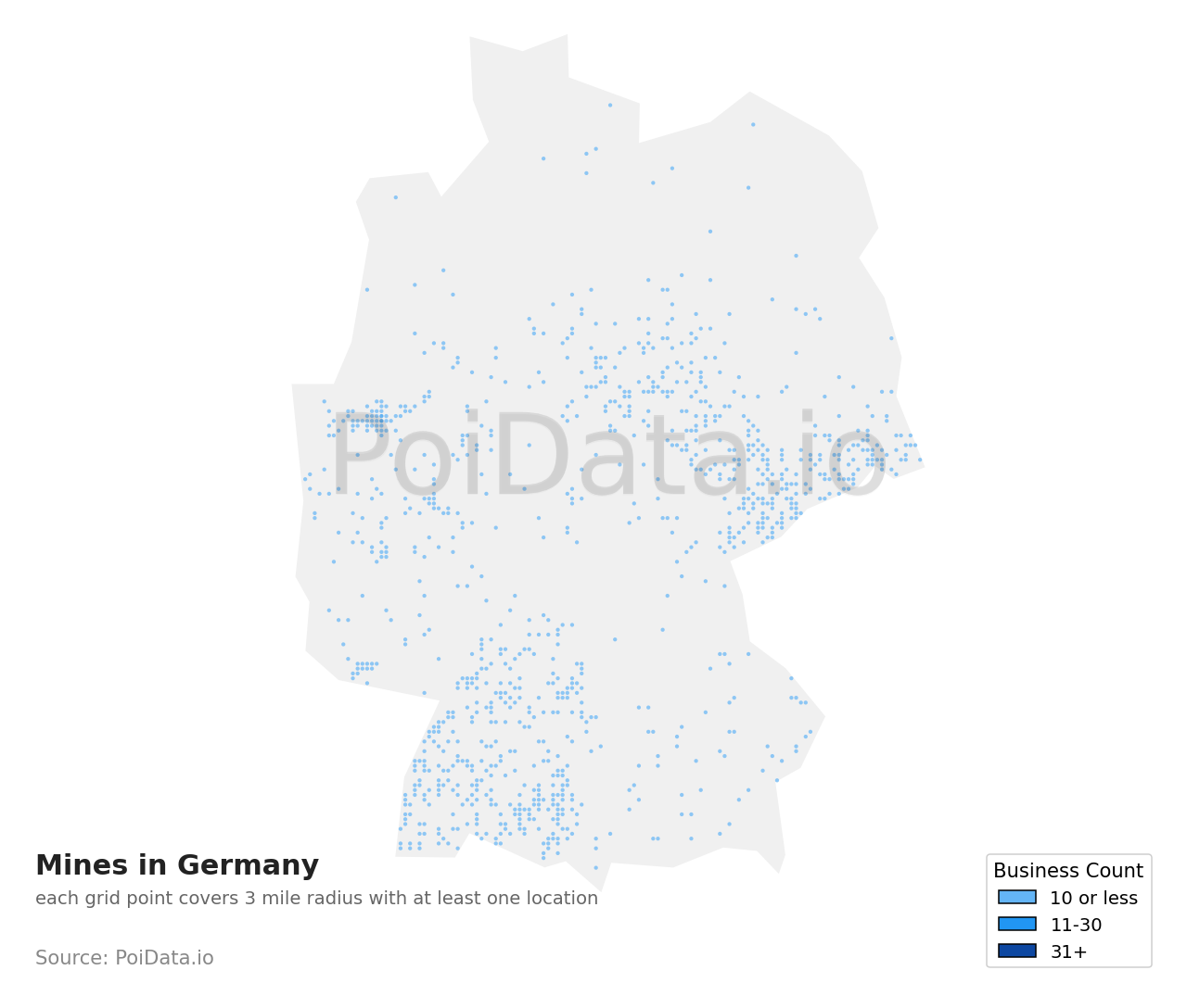 Mine density map for Germany