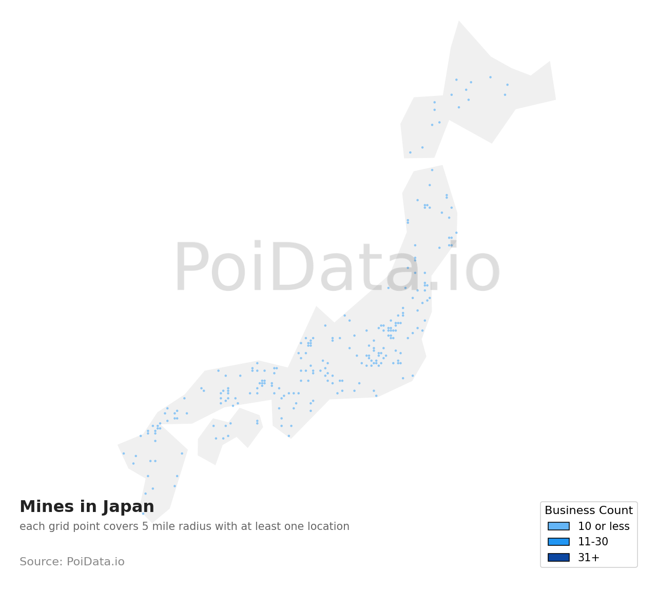 Mine density map for Japan