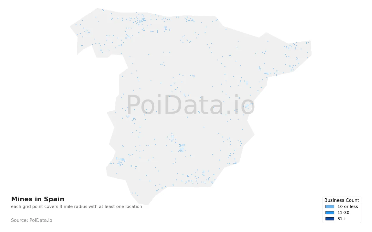 Mine density map for Spain