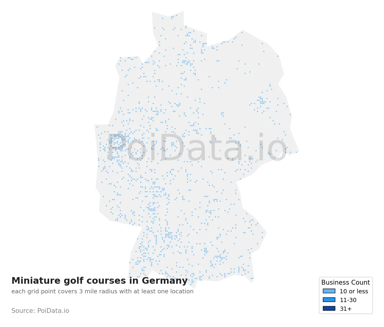 Miniature golf course density map for Germany