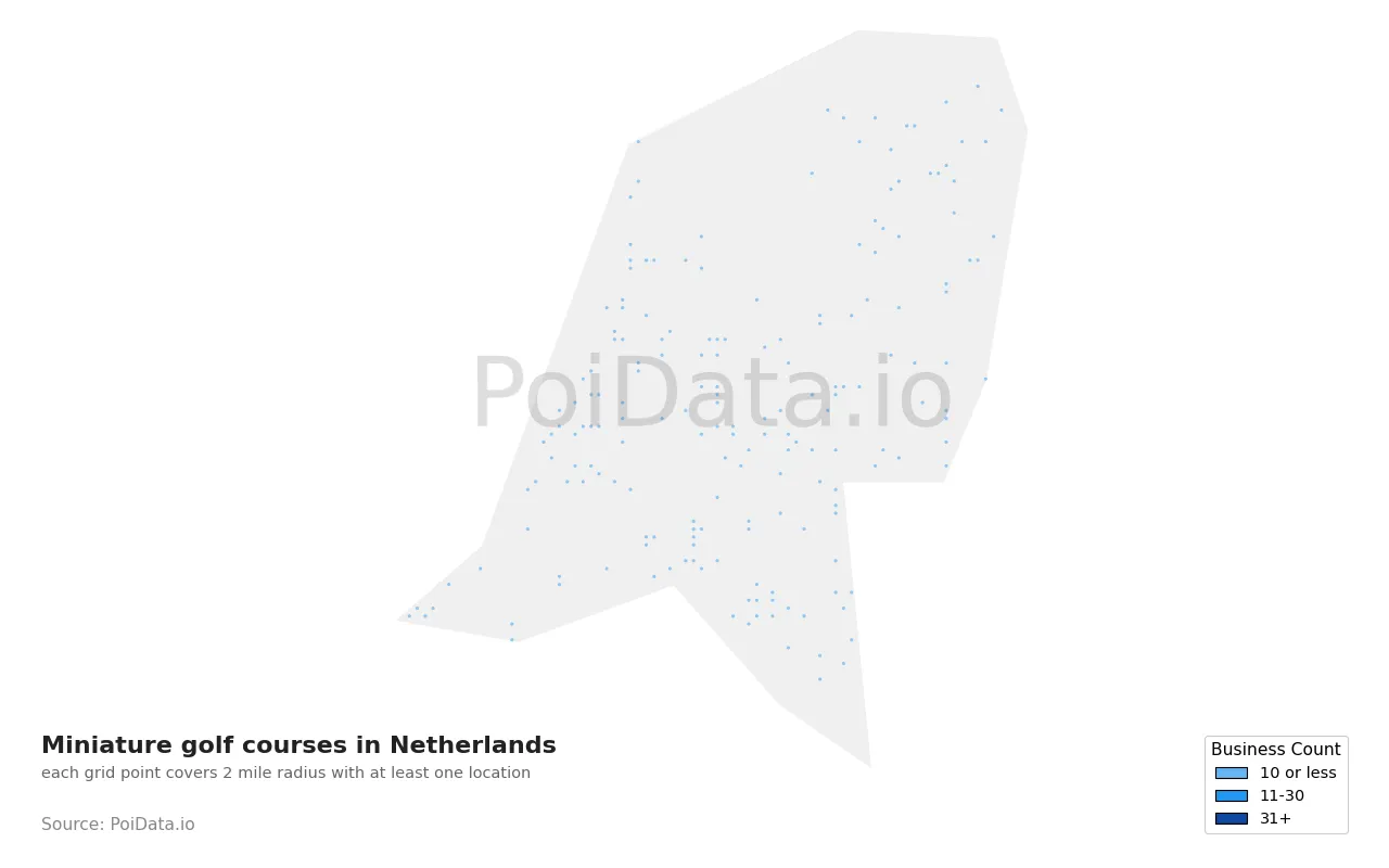 Miniature golf course density map for Netherlands