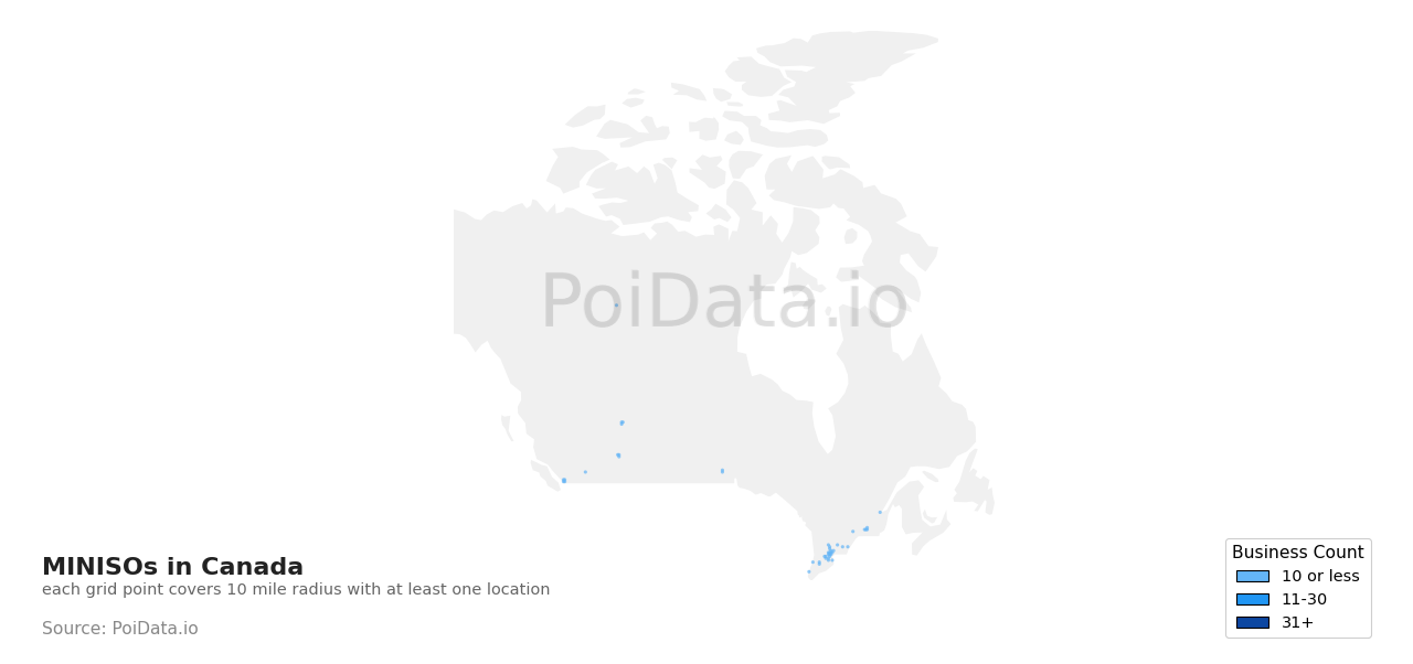 MINISO density map for Canada