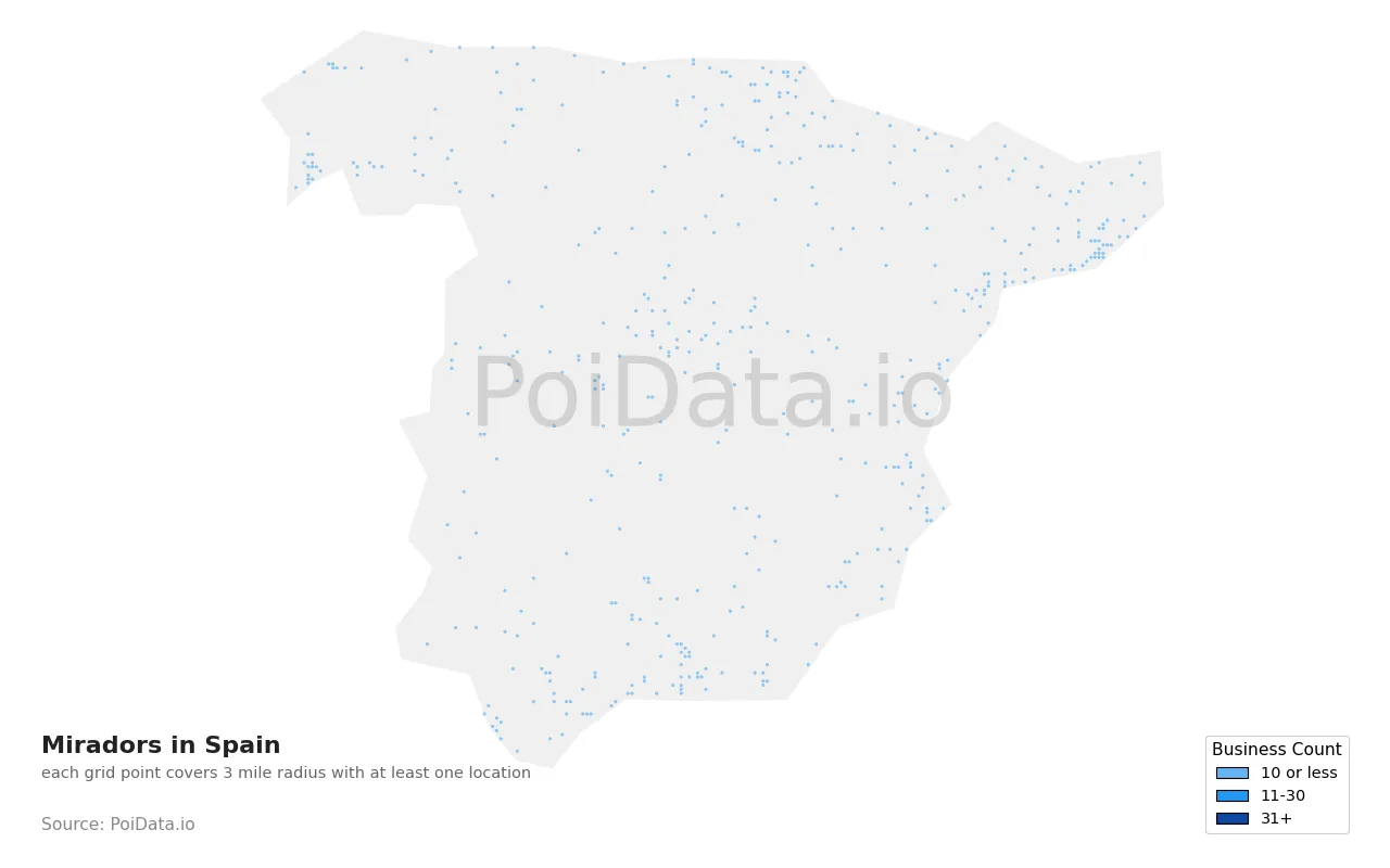 Mirador density map for Spain