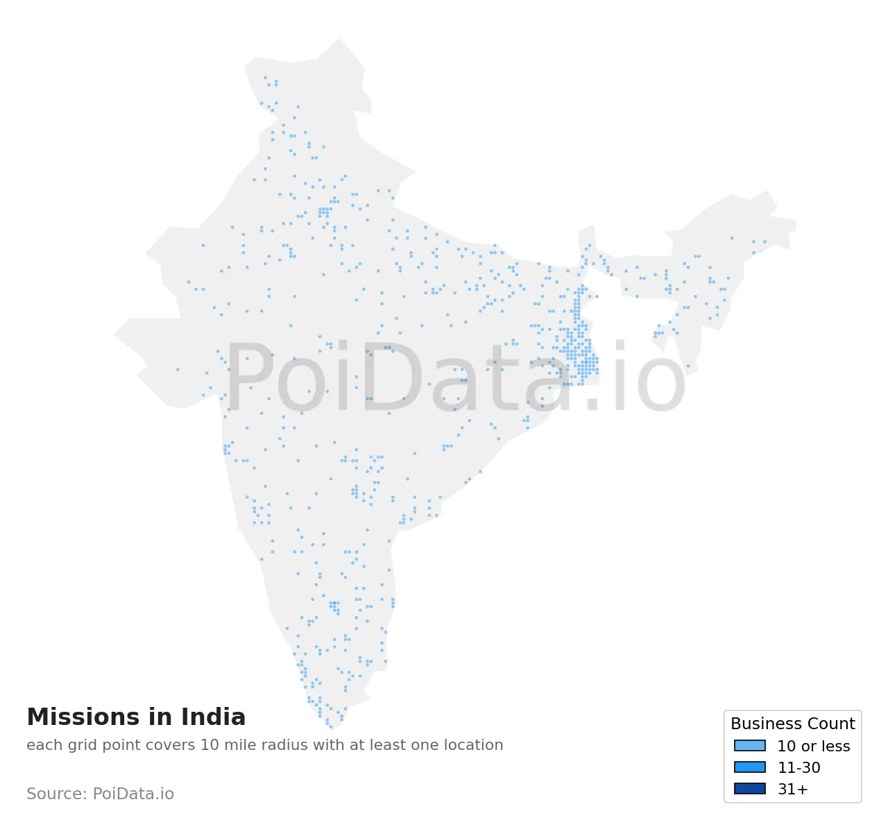 Mission density map for India