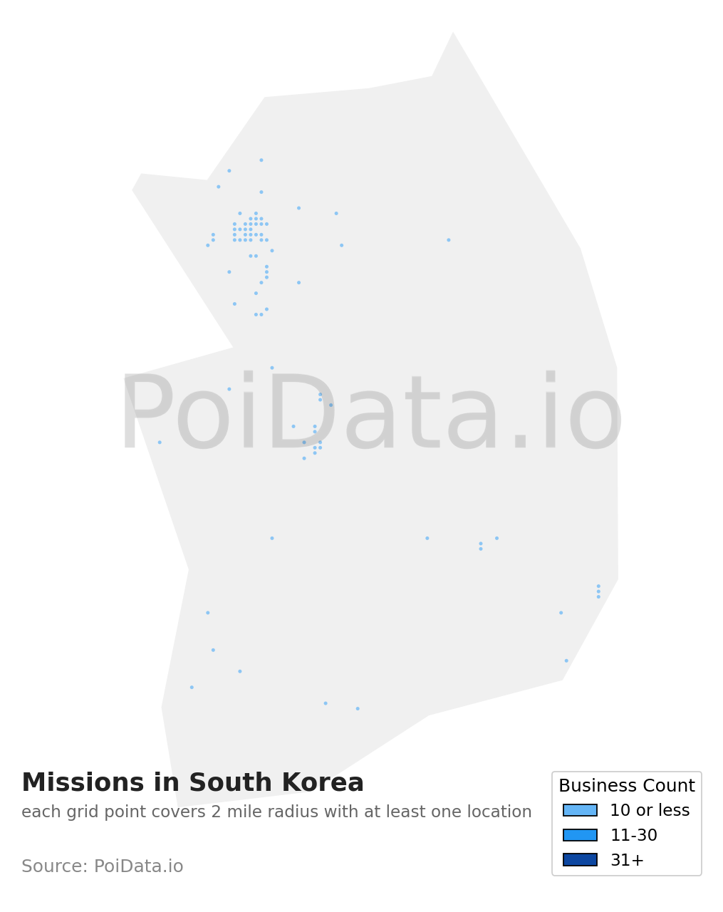 Mission density map for South Korea