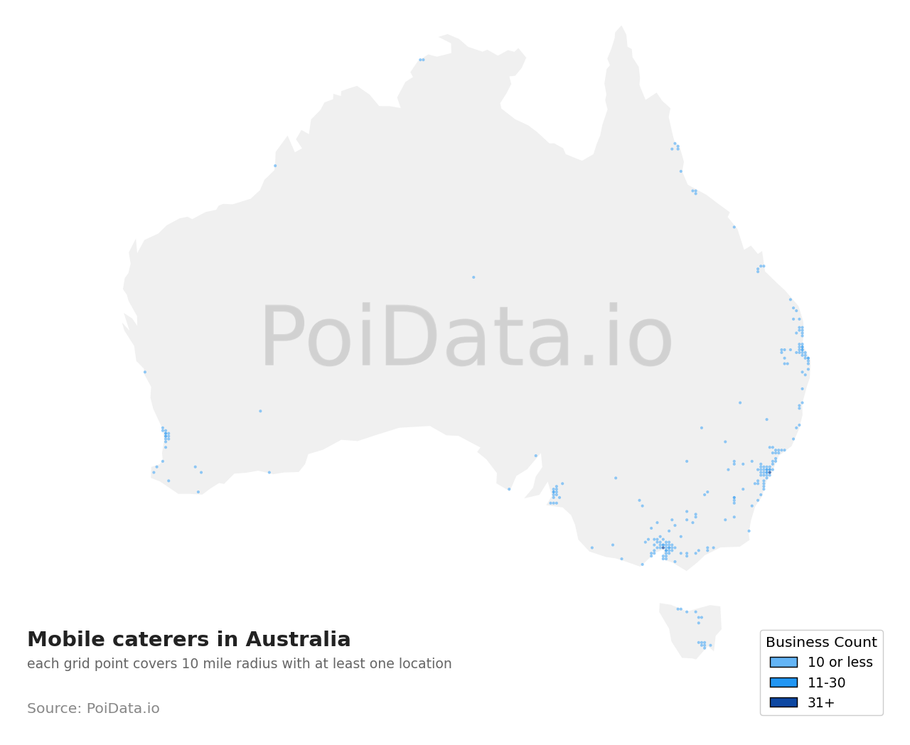 Mobile caterer density map for Australia
