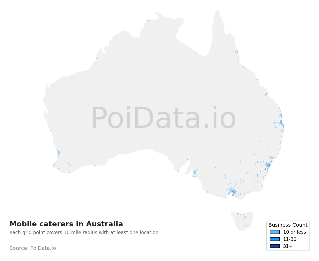 Mobile caterer density map for Australia