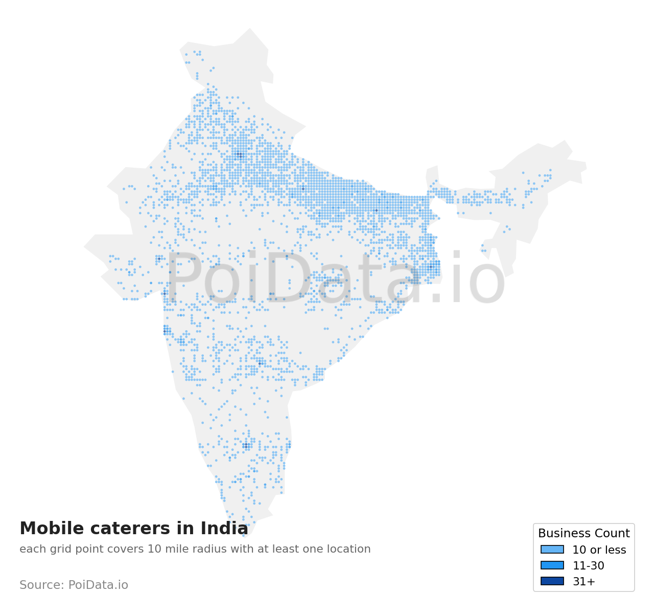Mobile caterer density map for India