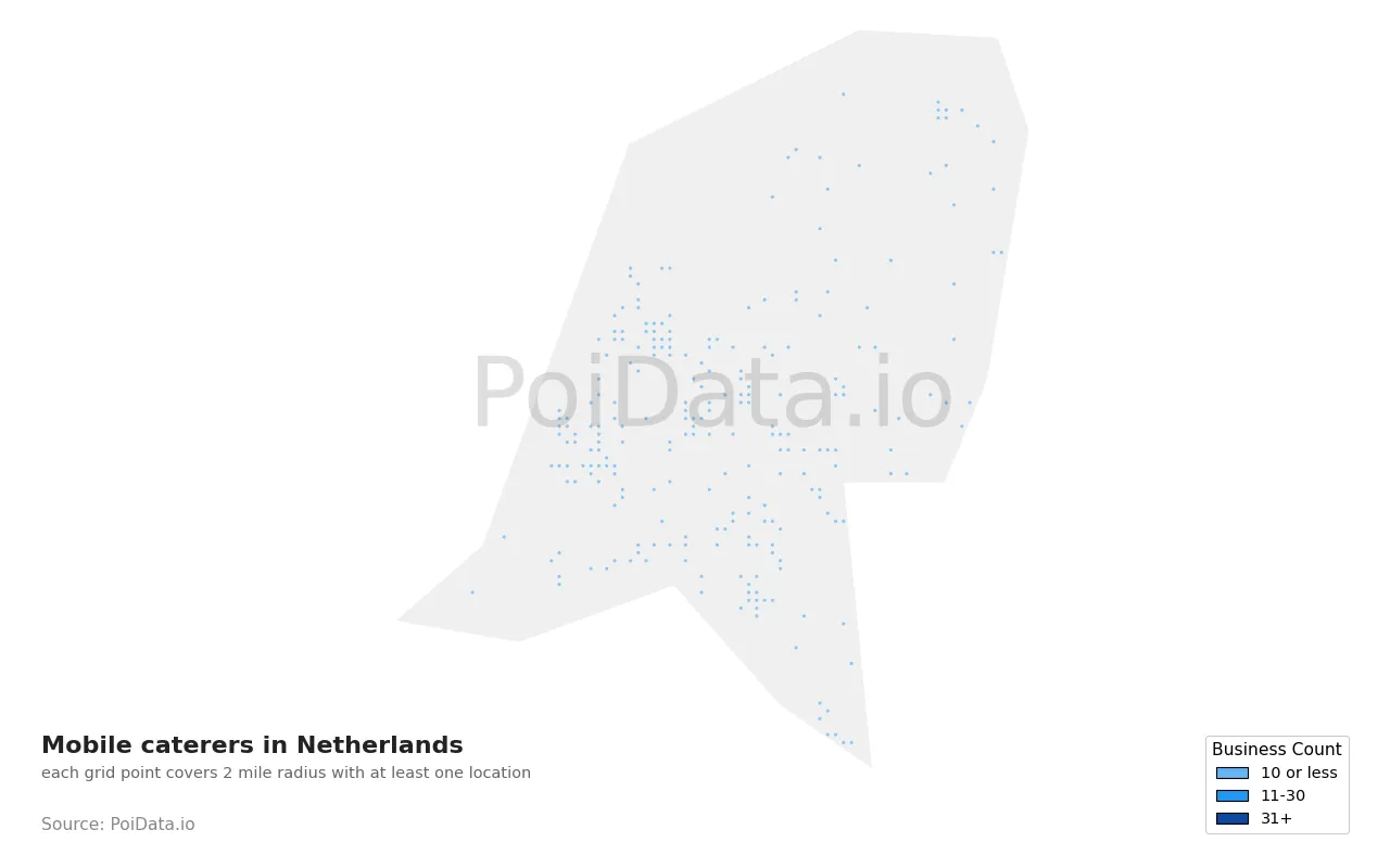 Mobile caterer density map for Netherlands