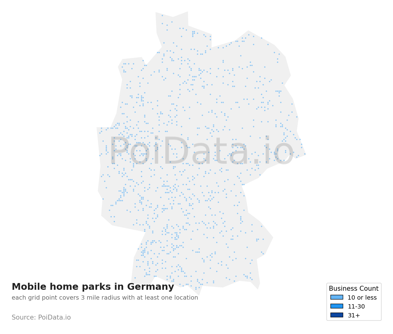 Mobile home park density map for Germany