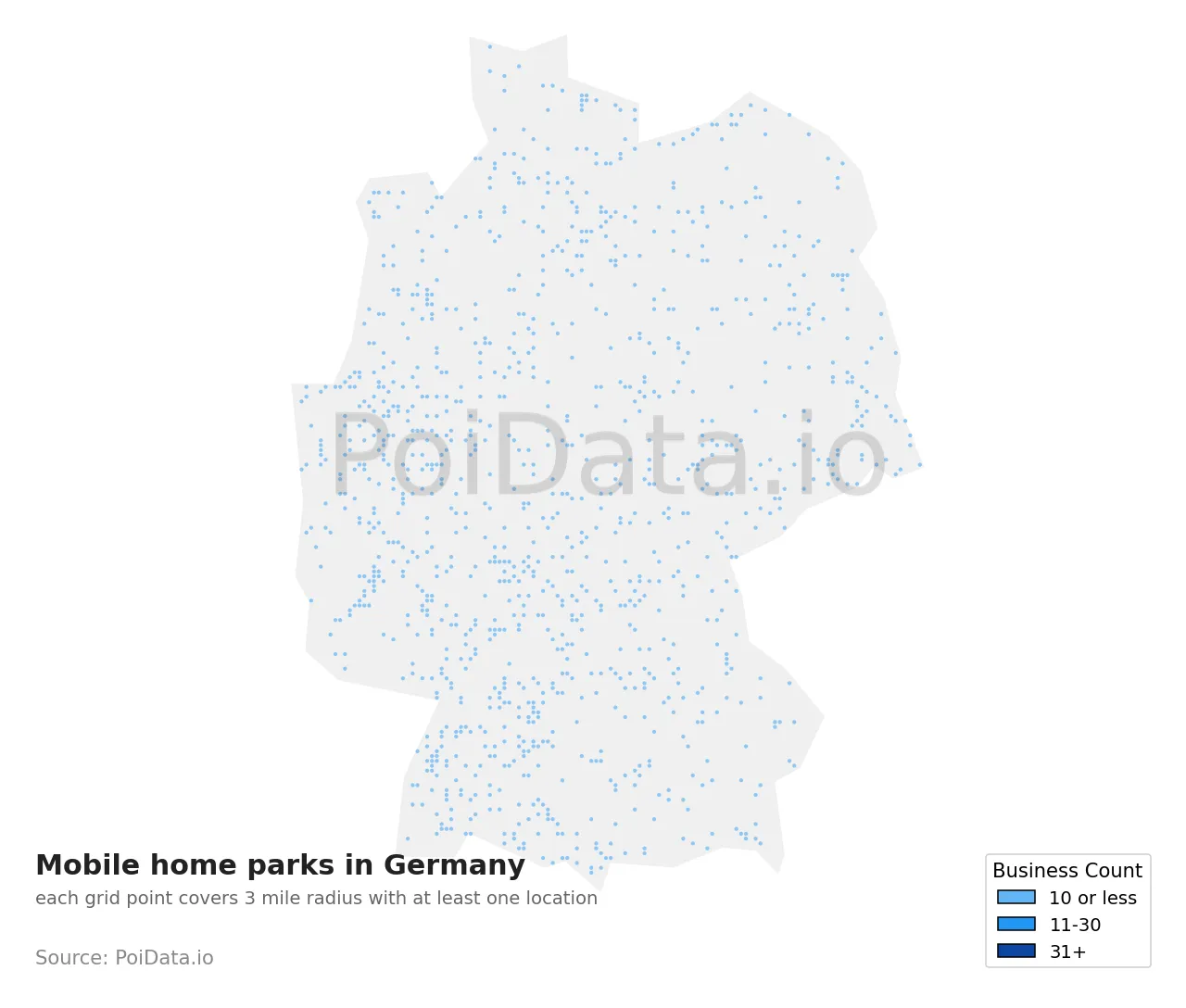 Mobile home park density map for Germany