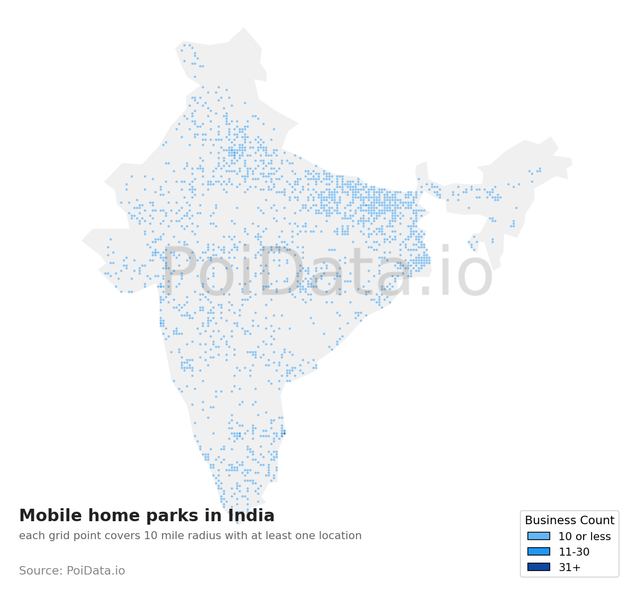 Mobile home park density map for India