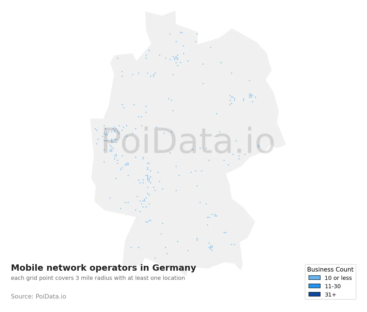 Mobile network operator density map for Germany