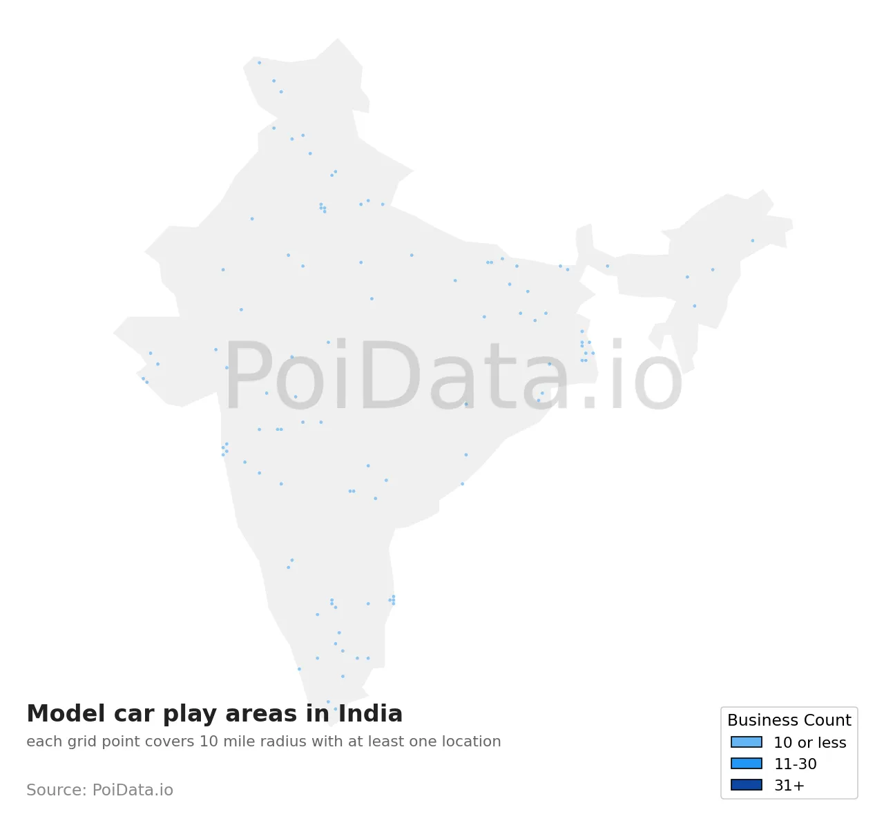 Model car play area density map for India