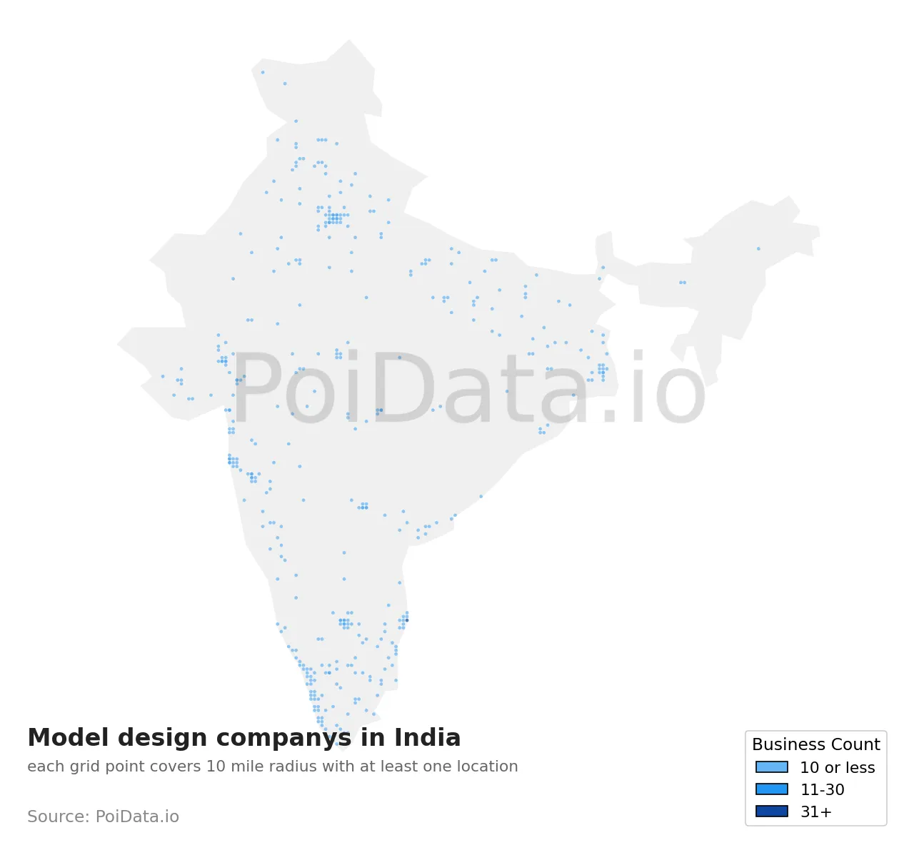 Model design company density map for India