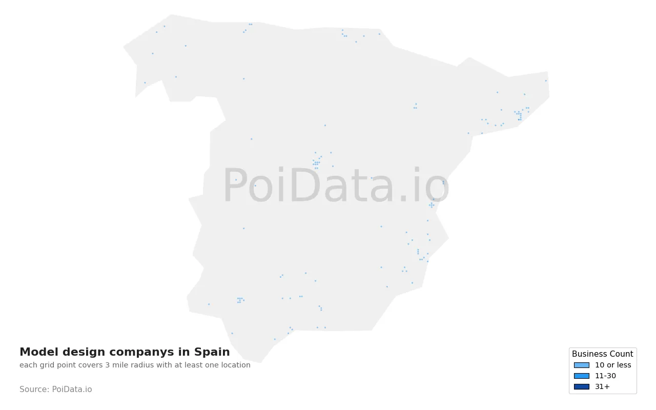 Model design company density map for Spain