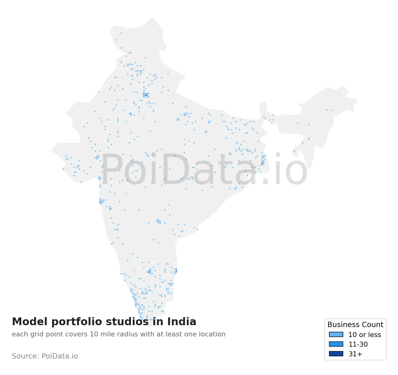 Model portfolio studio density map for India
