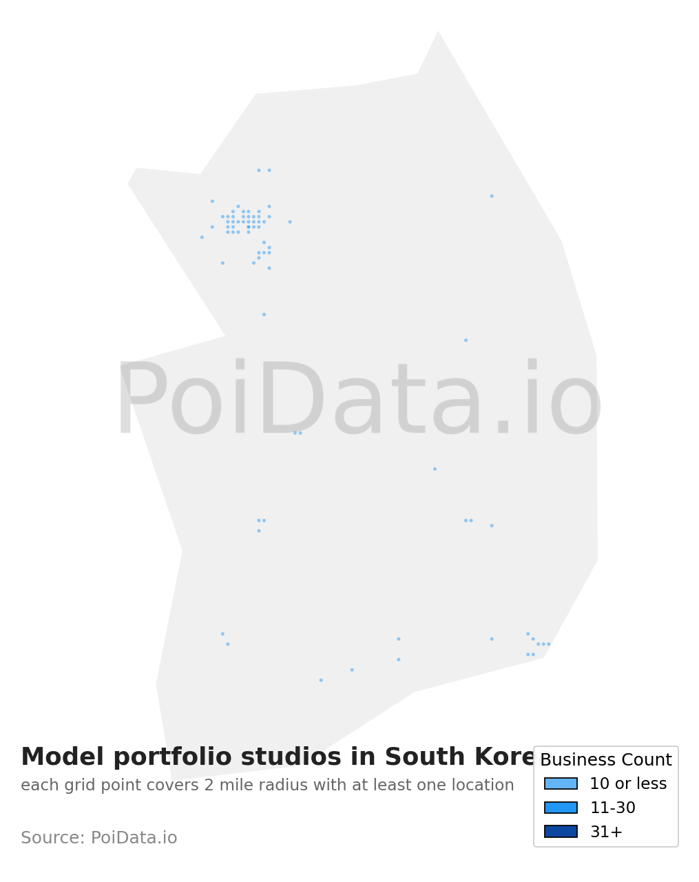 Model portfolio studio density map for South Korea