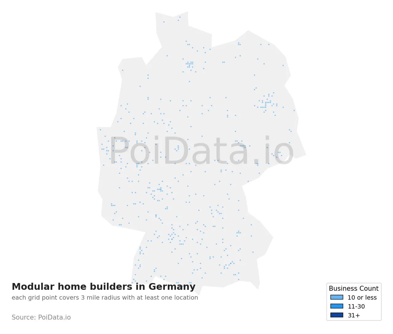 Modular home builder density map for Germany