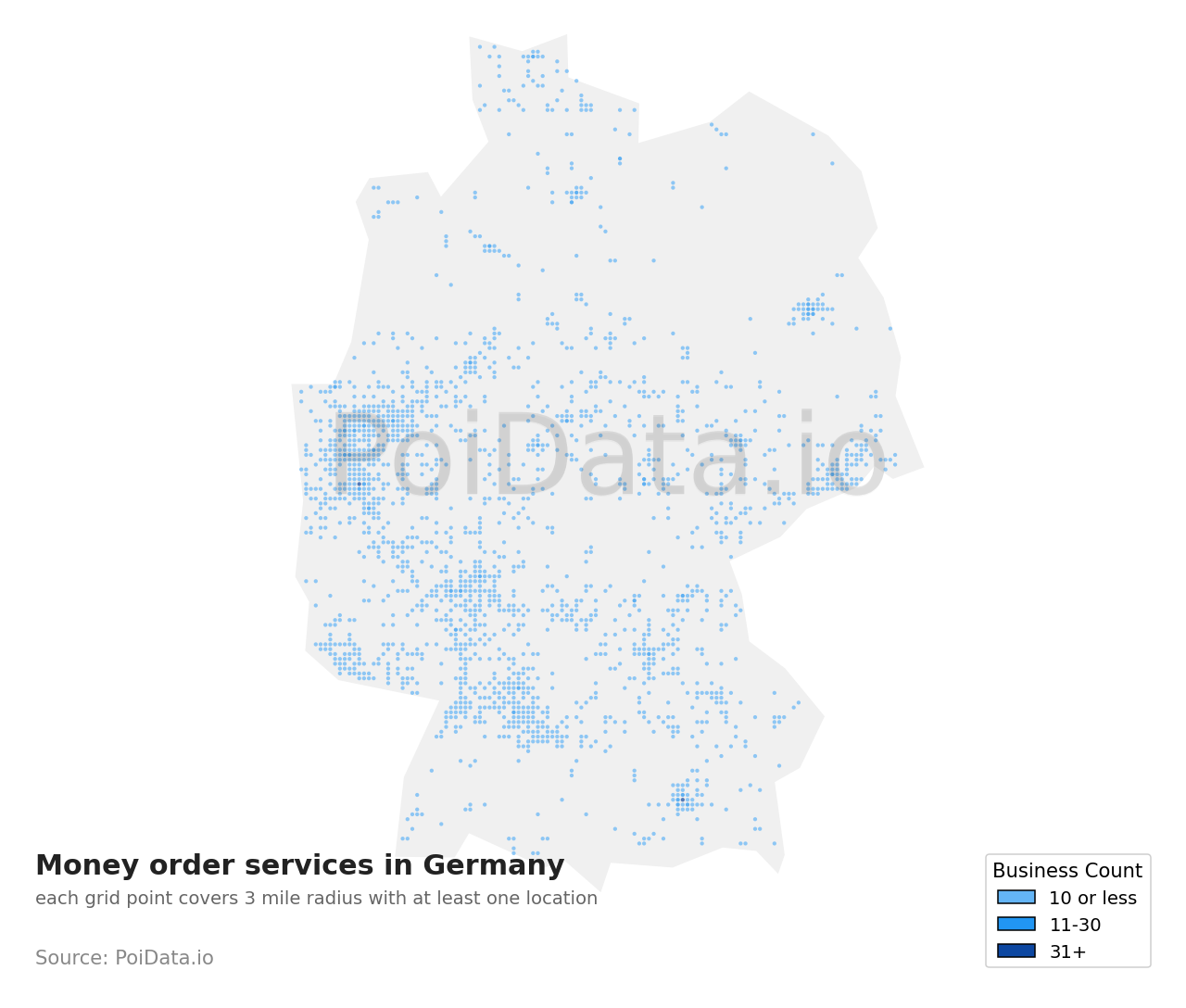 Money order service density map for Germany