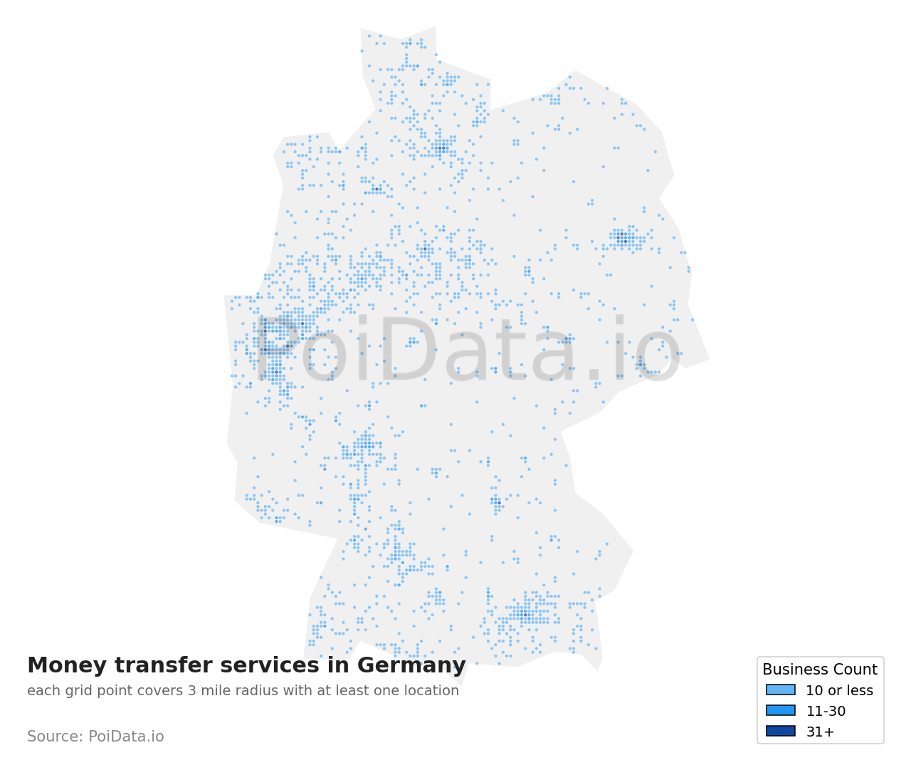 Money transfer service density map for Germany