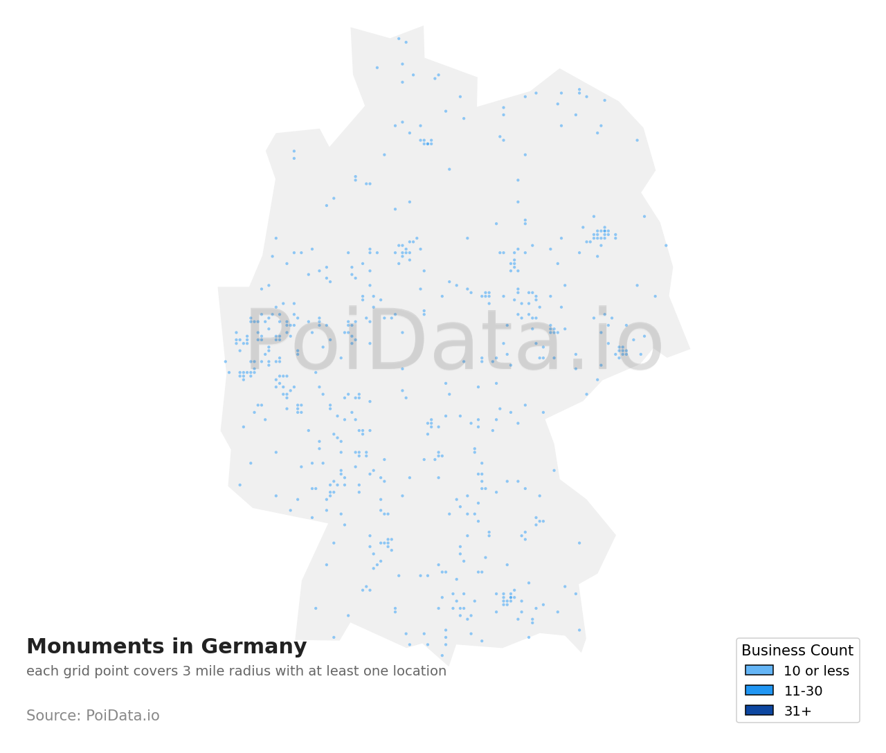 Monument density map for Germany