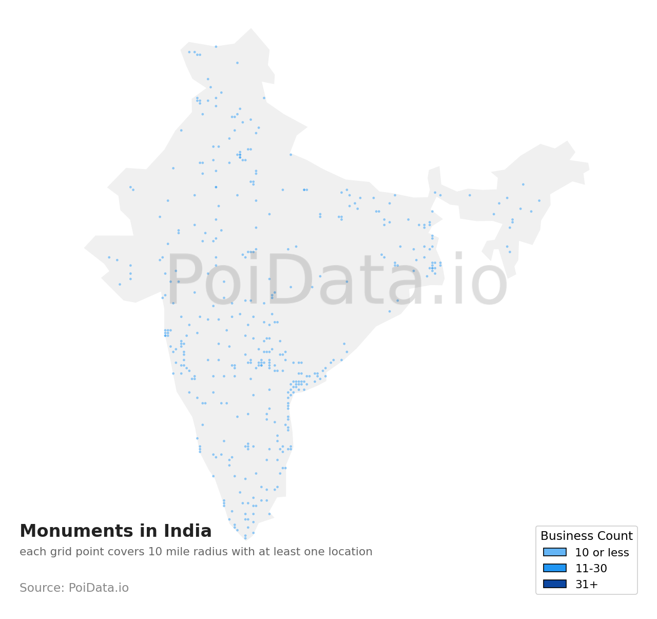 Monument density map for India