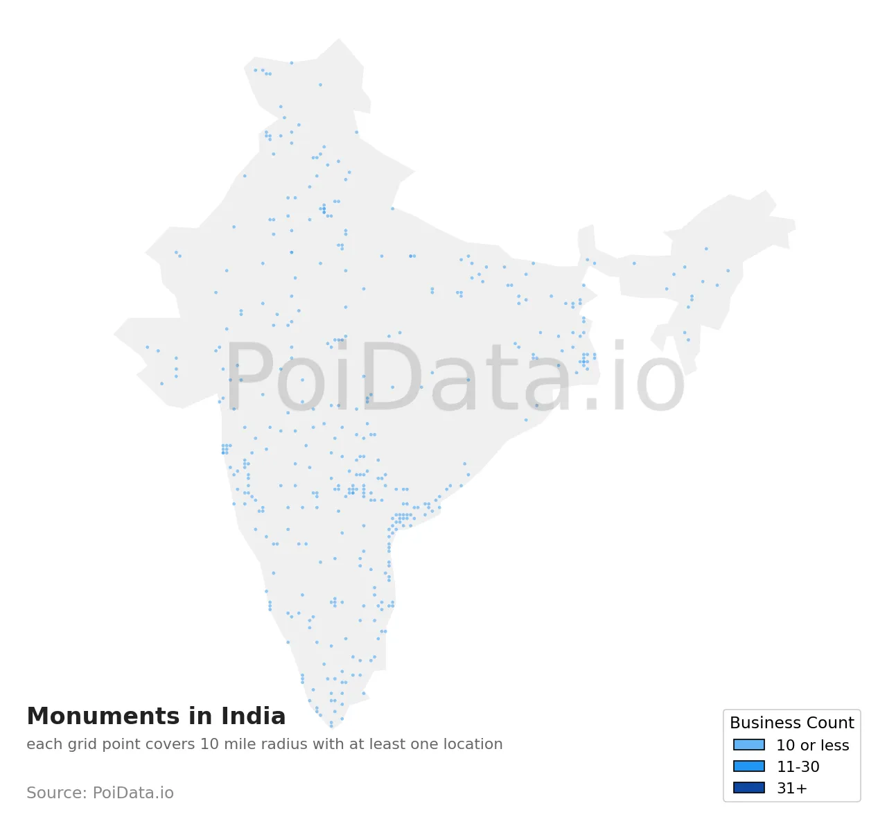 Monument density map for India