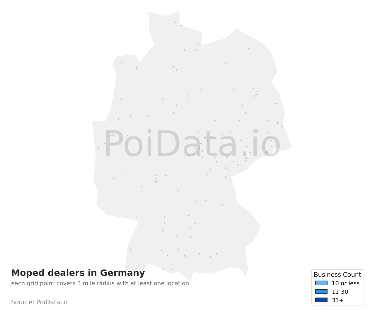 Moped dealer density map for Germany
