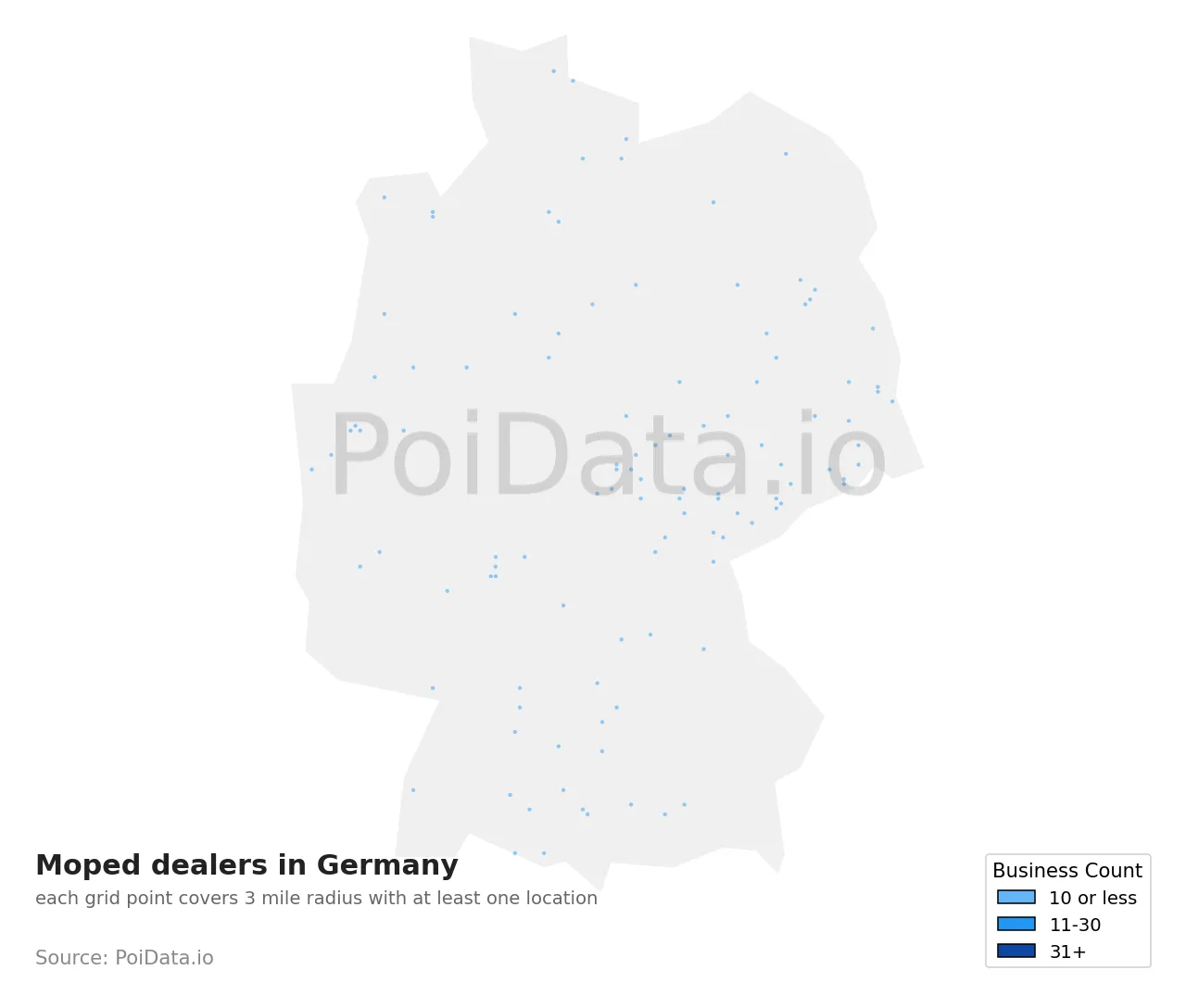 Moped dealer density map for Germany