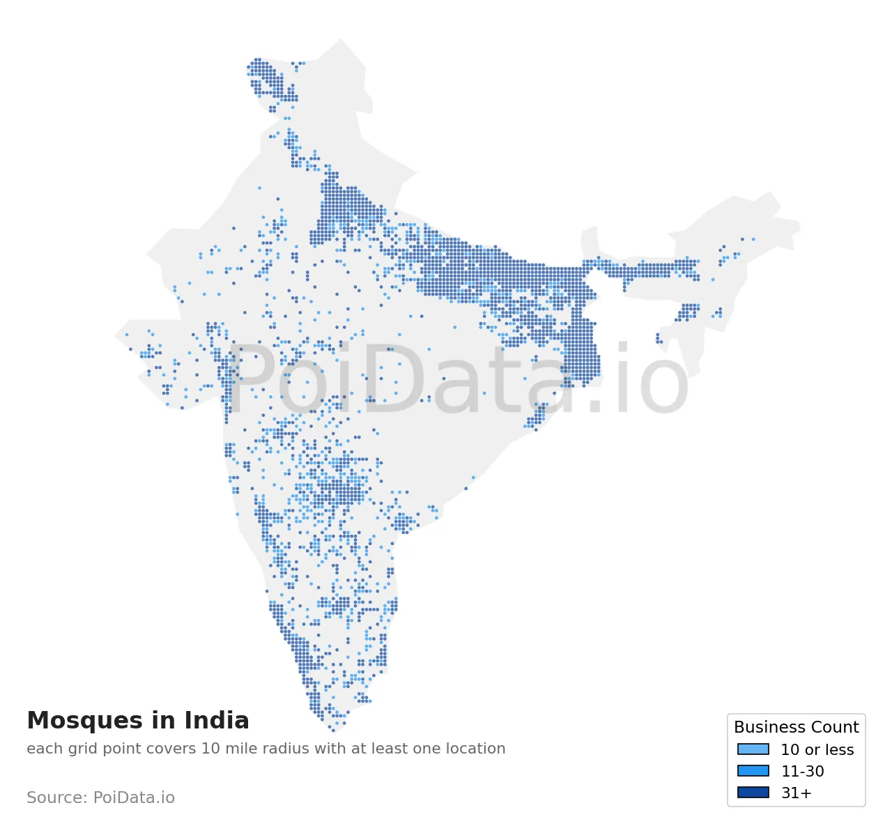 Mosque density map for India
