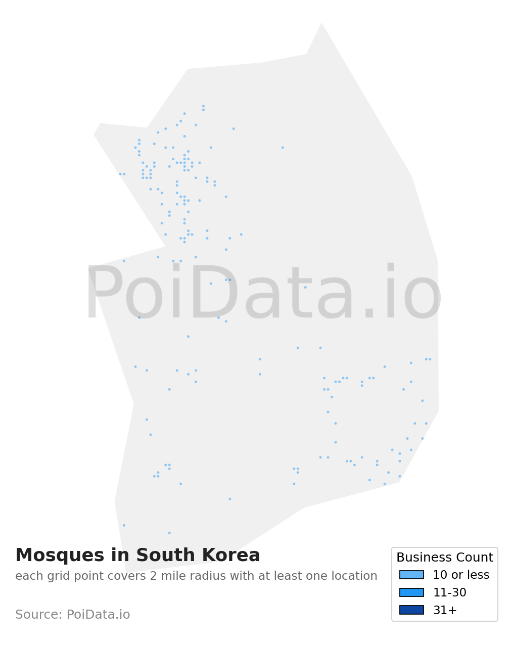 Mosque density map for South Korea