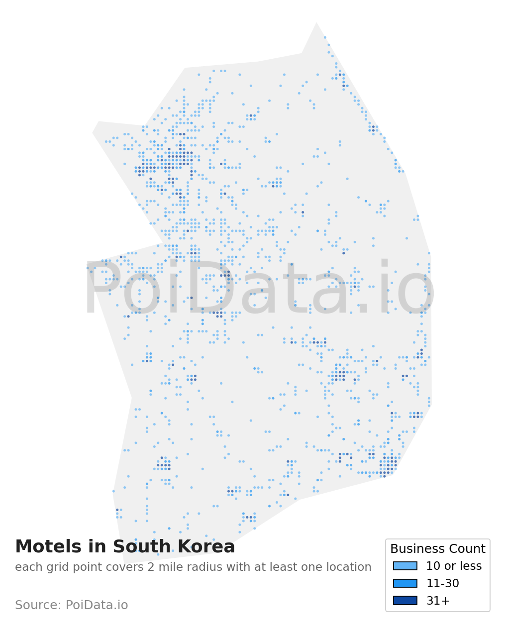Motel density map for South Korea