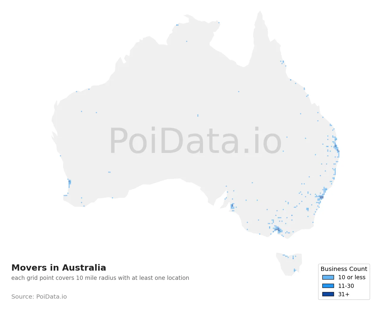 Mover density map for Australia