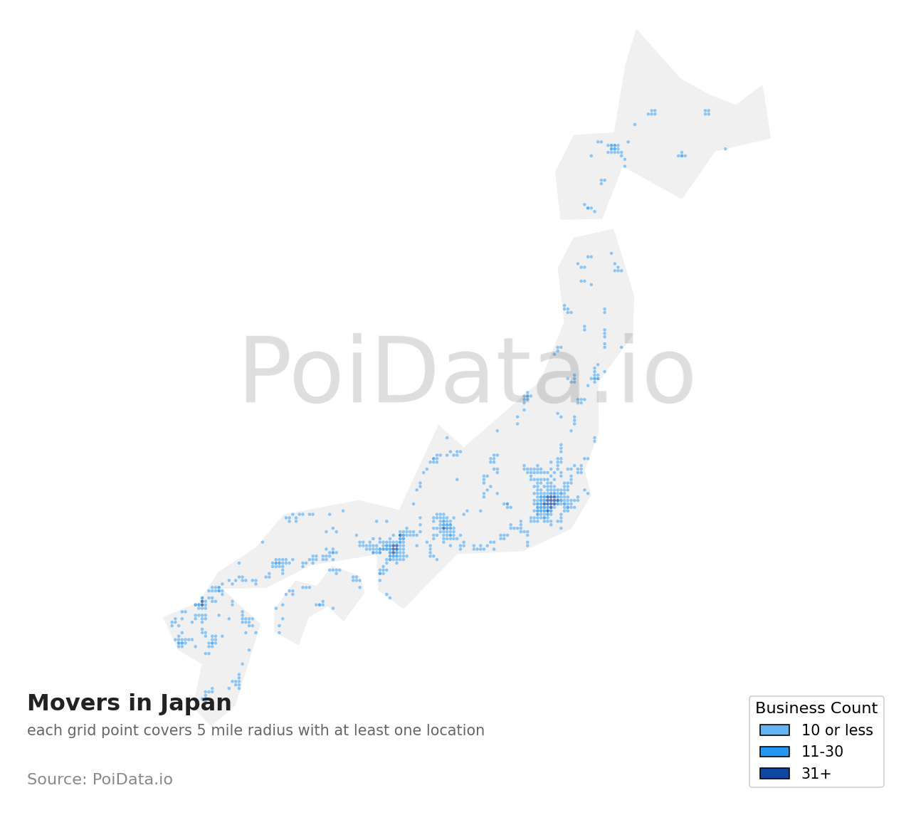Mover density map for Japan