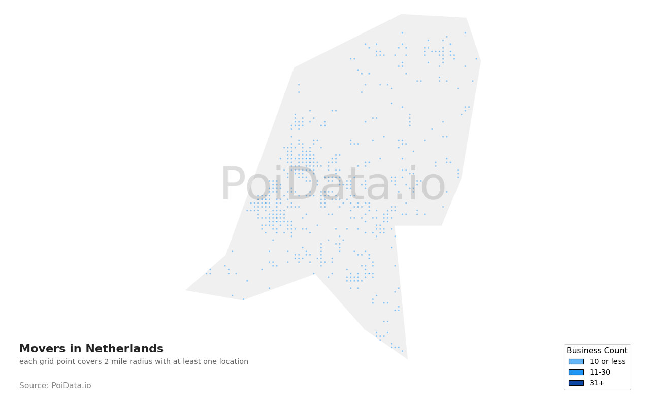 Mover density map for Netherlands