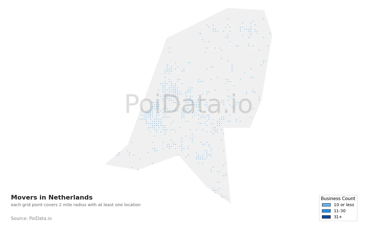 Mover density map for Netherlands