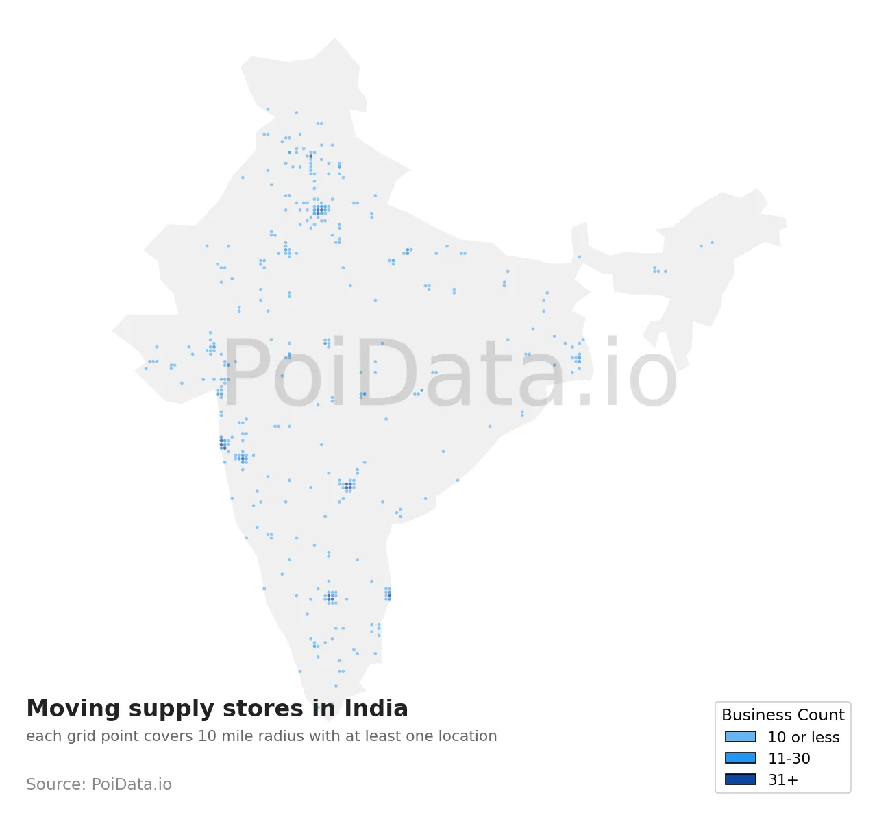 Moving supply store density map for India