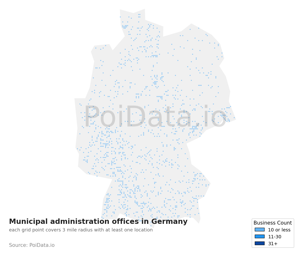 Municipal administration office density map for Germany