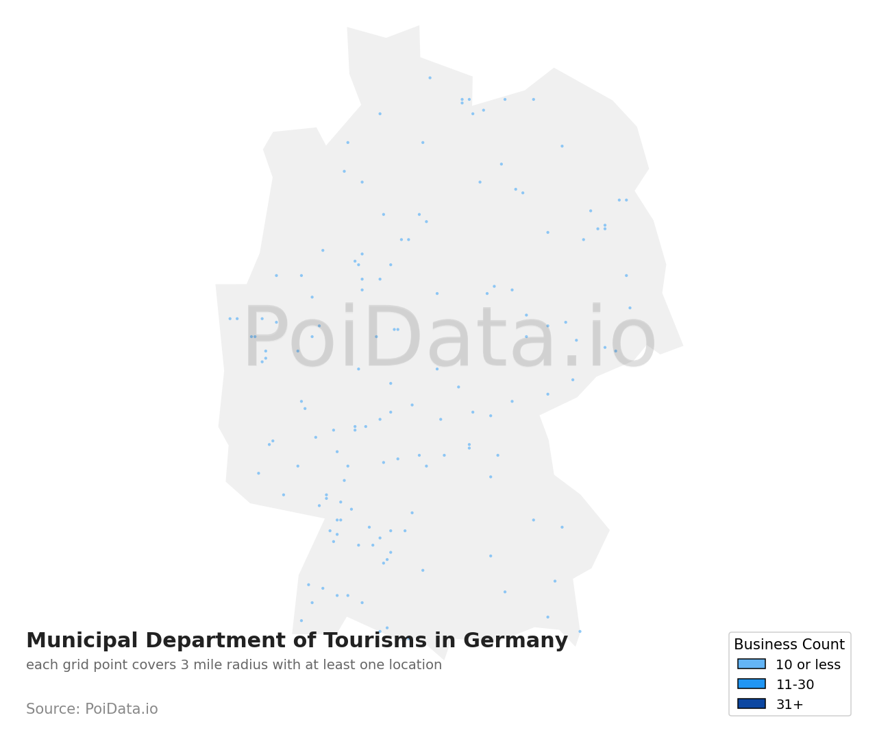Municipal Department of Tourism density map for Germany