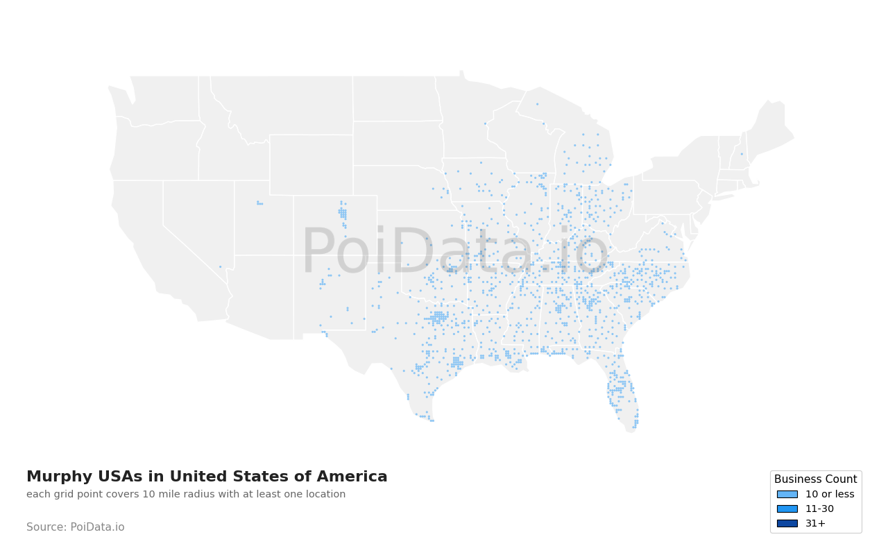 Murphy USA density map for United States