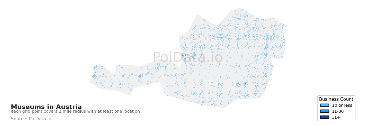 Museum density map for Austria