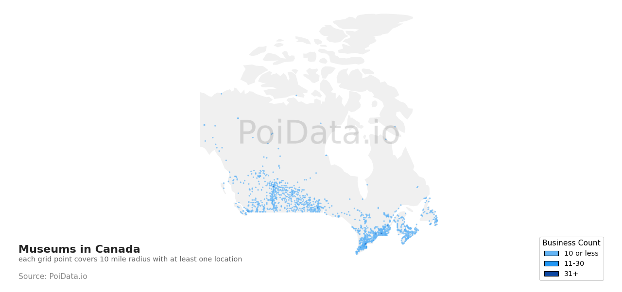 Museum density map for British Columbia, Canada