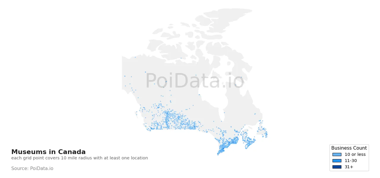 Museum density map for Canada